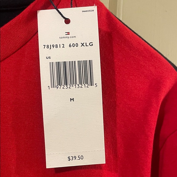 Tommy Hilfiger Men's Red, White, and Navy Long Sleeve Shirt - Picture 2 of 6